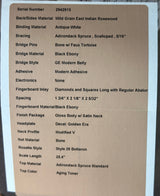 Spec sheet for Martin Custom Shop Dread 28 Style Adirondack / Wild Grain East Indian Rosewood.