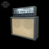 Left side of Used 1965 Sears Silvertone 1484 Twin Twelve Piggyback Amp TFW3510.