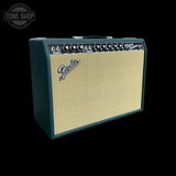 Left side of Used Fender FSR '65 Deluxe Reverb British Racing Green Eminence GA-SC64 1x12 Combo TFW3520.