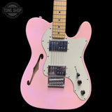 Front of Used 2014 Squier Vintage Modified 72 Telecaster Thinline Refin Shell Pink TFW3549.