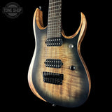 Electric guitar with a sunburst finish on a black background, featuring the Tone Shop logo.