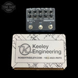 Top of Used Keeley Delay Workstation Pedal TFW3601 with box.