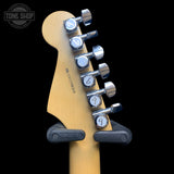 Back of Used 2012 Fender American Standard Stratocaster Olympic White headstock.