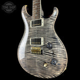 Front angle of PRS Select Wood Library McCarty Trem 10 Top Charcoal.