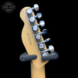 Back of headstock of Used 2012 Fender American Standard Telecaster Black.
