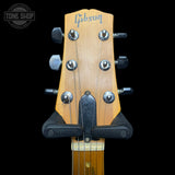 Headstock of Vintage 1975 Gibson L6S Midnight Black w/Changed Tuners w/OHSC TFW3654.