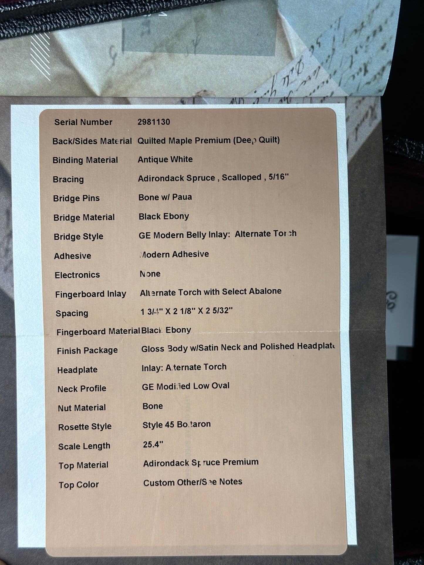 Spec sheet for Martin Custom Shop Dread 14-Fret Quilted Maple.