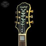Headstock of Used 1993 Epiphone Joe Pass Emperor.