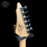 Back of headstock of Used Laguna LE122 Black TFW3641.