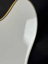 Close-up of a white ceramic plate with gold rim on a black background