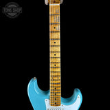 Fretboard of Used Fender Custom Shop 70th Anniversary 1954 Strat Journeyman Relic Daphne Blue.