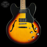 Front of Used Epiphone ES-335 Vintage Sunburst.