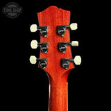 Back of headstock of Collings I35-LC Faded Cherry.
