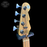 Headstock of Used Reverend Decision 4 Bass Midnight Black.