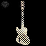 Full back of Rock N Roll Relics Revenge Jr White W/Black Polka Dots Relic.
