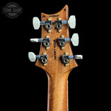 Back of headstock for PRS Select Wood Library McCarty 594 Trem 10 Top Red Tiger.
