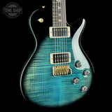 Front angle of PRS Tremonti Trem 10 Top Cobalt Smokeburst.