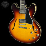 Front angle of Used Gibson Custom Shop 1964 ES-335 Vintage Burst.