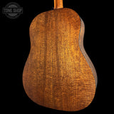 Back of Used Martin Custom Shop 37 Authentic Spec Slope Shoulder Dread Ambertone Stage 1 Aging VTS Adirondack/Flamed Mahogany.