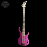 Full frontal of Used Kramer Desciple D-1 Bass Guitar Thundercracker Purple Metallic TFW3768.