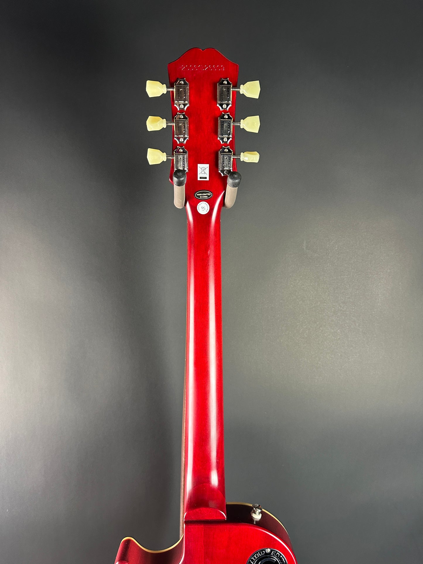 Back of neck of Used Epiphone '59 Les Paul Cherry Burst.