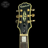 Headstock for Used 2016 Epiphone Les Paul Custom Ebony Left Handed.