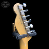 Back of headstock of Used 2015 Fender Limited Edition American Standard Telecaster HH Olympic White.