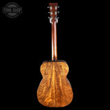 Full back of Martin Custom Shop 18 Style 00-14F Adirondack/Quilted Mahogany.