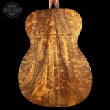Back of Martin Custom Shop 18 Style 00-14F Adirondack/Quilted Mahogany.