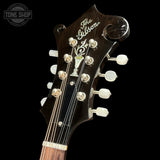 Gibson guitar headstock with brand logo on a black background