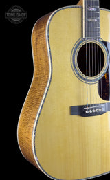 Front angle of Martin Custom Shop Dread 45 Style Adirondack/Exceptional Broad Figure Koa.