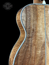Back angle of Martin Custom Shop OM 45 Style Adirondack/Exceptional Broad Figure Koa.