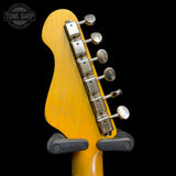 Back of headstock of Used 2017 Vintage Icon Series V6 SSS Monterey Pop Finish TFW3737.