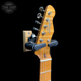 Headstock of Used Lay's Custom T-Caster Ice Blue Sparkle.