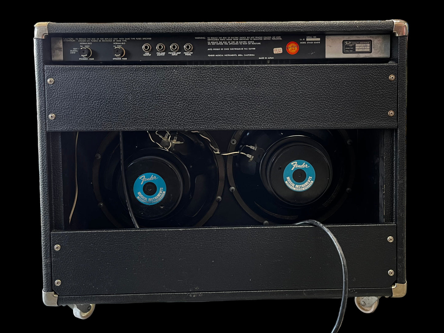 Back of Used 80's Fender Stage Lead II 2-12 Amplifier TFW2323