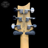 Back of headstock of Used 2024 PRS SE CE24 Standard Satin Turquoise.