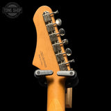 Back of headstock of Used Fano JM6 Omnis Burgundy Mist.