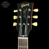 Headstock of Gibson Custom Dealer Select 1959 Les Paul Standard Tejas Burst AAA Top VOS.