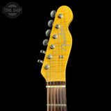 Headstock of Used 1995 Fender Foto Flame Telecaster MIJ Autumn Burst.