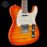 Front angle of Used 1995 Fender Foto Flame Telecaster MIJ Autumn Burst.
