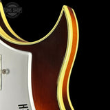 Wear on body of Used 1979 Gretsch 7682 Atkins Super Axe Sunburst.