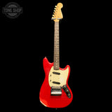 Full frontl of Used 1965 Fender Mustang Dakota Red w/Refret.
