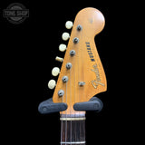 Headstock of Used 1965 Fender Mustang Dakota Red w/Refret.