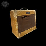 Left angle of Vintage 1953 Fender Tweed Deluxe 5C3 TFW4006.