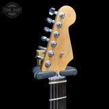Headstock of Used 2020 Fender Limited Edition American Professional Stratocaster Seafoam Green.