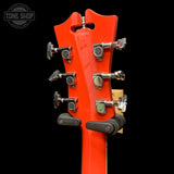 Back of headstock of Used 2018 D'Angelico Premier DC Fiesta Red w/case w/ Seymour Duncan JB bridge humbucker TFW4016.