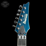 Headstock of Used 2024 Ibanez RG5440C Prestige Deep Forest Green Metallic.