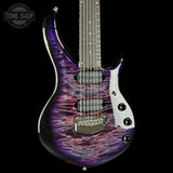 Electric guitar with a purple and black wavy pattern on a black background, featuring the Tone Shop logo.