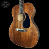 Front angle of Martin Custom Shop 18 Style 00014F Mahogany EIR Bindings/Old Style 18 Rosette Blk/Mpl.