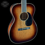 Front angle of Martin Custom Shop 18 Style 0014F Mahogany Burst/Jeff Tweedy Burst Complete.